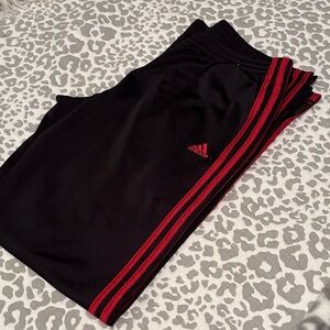 Adidas Black Joggers with Red Stripes
